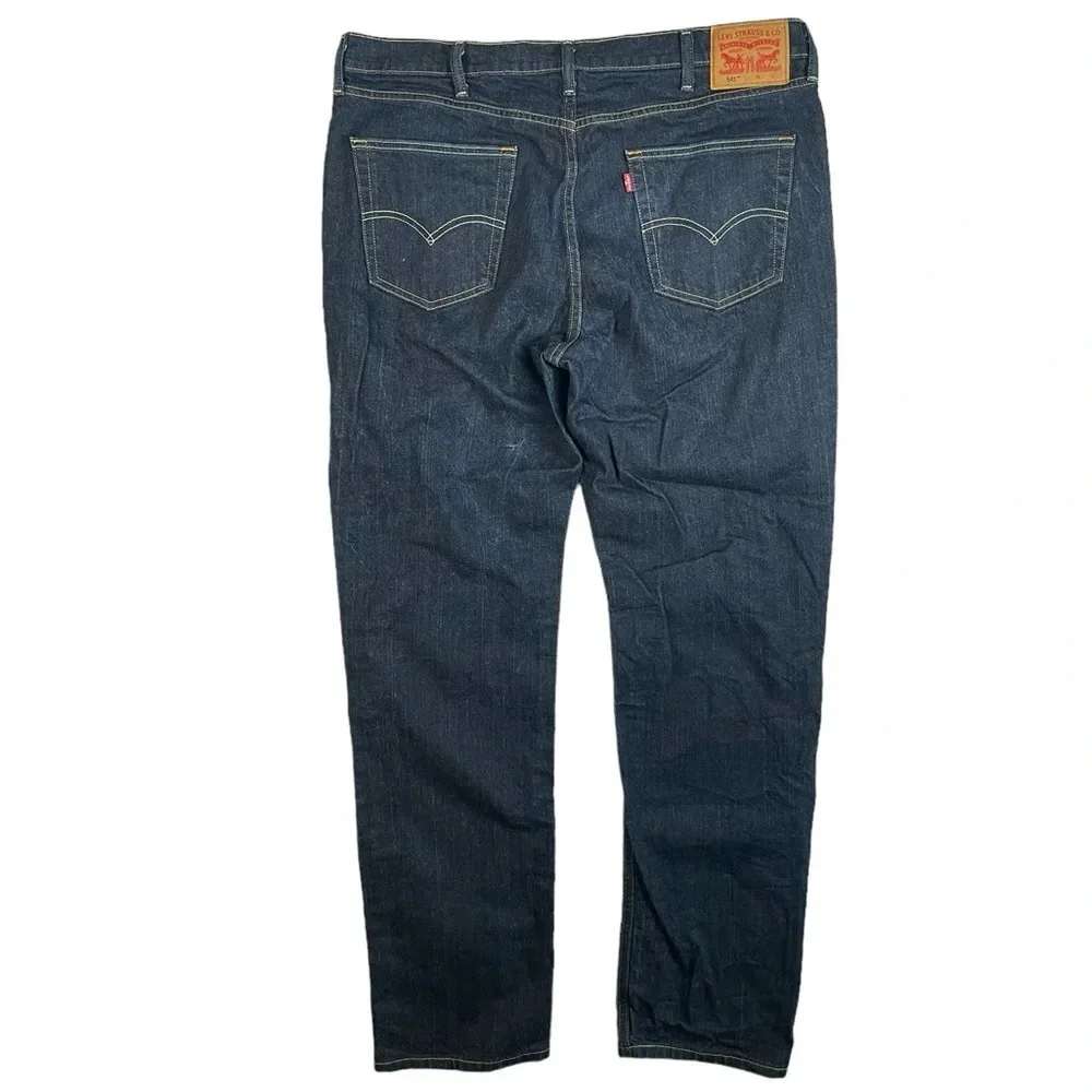 MJ315 Mens Levi’s Strauss 541 Athletic Fit Dark Wash Stretch Denim Jeans 40x36
